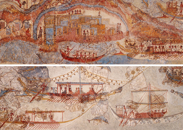 Wall paintings found in Akrotiri, Thera Wall paintings found in Akrotiri, Thera